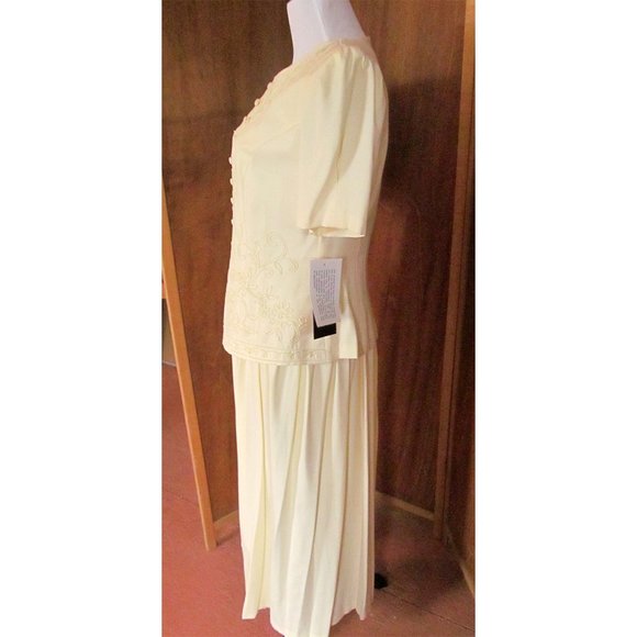 Vintage Karin Stevens Faux 2pc Peplum Butter Yellow Easter Party Dress 8M w/Tags - Picture 4 of 6